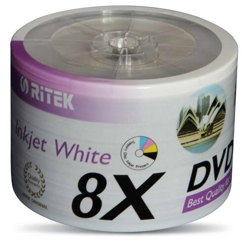 300 Ritek White PRINTABLE Blank DVD-R media 8X Full Hub Printable PO