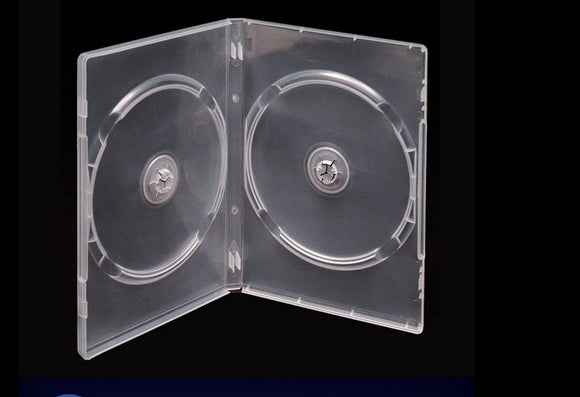 25 Standard DOUBLE 14mm HOLD 2 DVD Cover Disc Case + outer wrap insert CLEAR