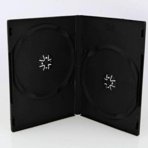 25 Standard DOUBLE 14mm HOLD 2 DVD Cover Disc Case + outer wrap insert BLACK