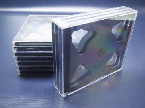 20 Standard 10mm Jewel CD Cases with BLACK Tray DOUBLE Disc 10.4mm case DBT PO