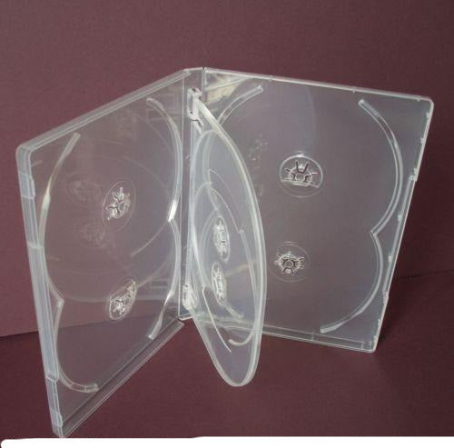 25 x Hold 6 14mm Standard Hex DVD Cover Disc Case holds 6 discs outer wrap CLEAR
