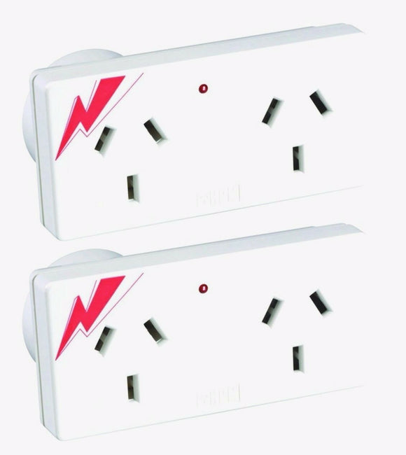2x HPM Surge Protected Power Outlet Slimline Double Adaptor Powerpoint Plug In