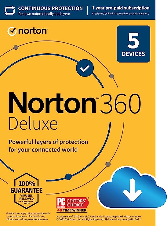 Norton 360 Deluxe 1 year 5 Devices PC MAC ios VPN Email Licence Key