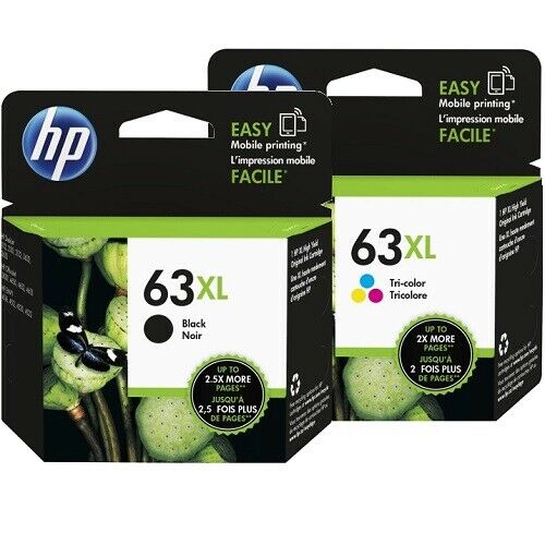 NEW HP #63 / 63XL Black / Tri-Colour Ink Cartridge Deskjet 2130 2131 3630 3632 Value