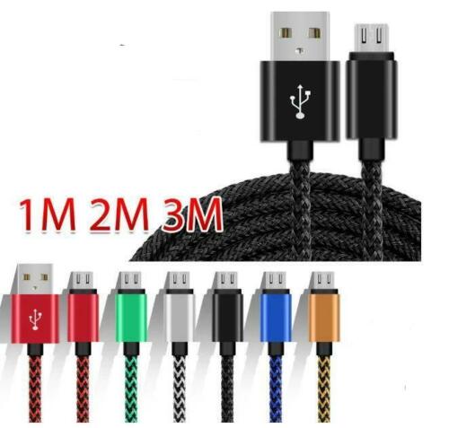 1M/2M/3M Strong Braided Micro USB Data Charger Cable Cord For Android Samsung