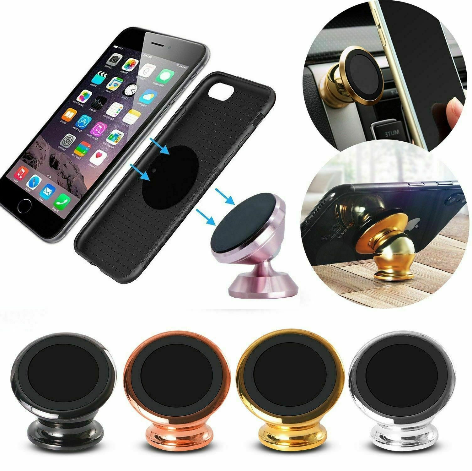 Car Cell Phone Holder, 360 Rotation Car Holder (2 Packs), Universal  Magnetic Car Phone Holder With Dashboard Magnetic Mobile Phone Holder